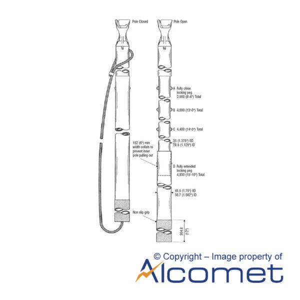 Detailed drawing of telescopic pole