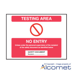 Testing Area Sign